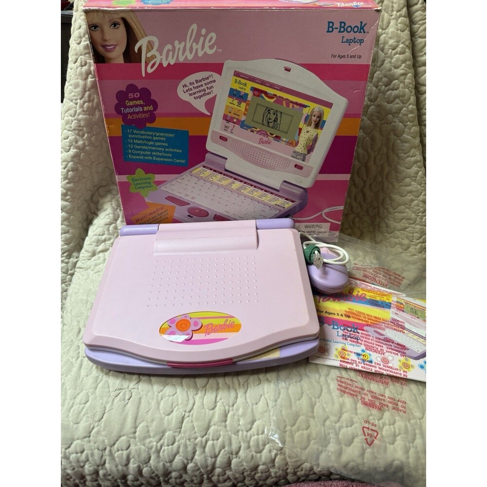 VTG 2001 Barbie B-Book Laptop Electronic Learning Computer Tested Works w Box